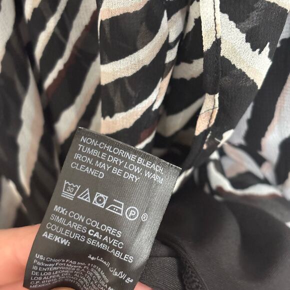 WHBM Abstract Zebra Black and Ecru High Low Maxi Dress - Size 8 - Picture 7 of 8